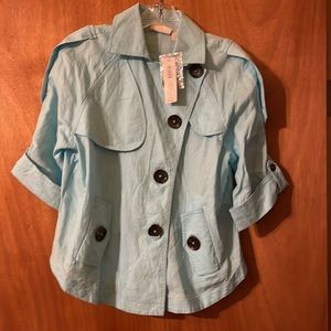 NWT Chico’s linen cropped aquatint Trench LS jacket (OLCC-AF)💕